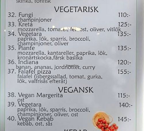 3 vegan pizzas at Silverkråkans Pizzeria in Vaestra Froelunda