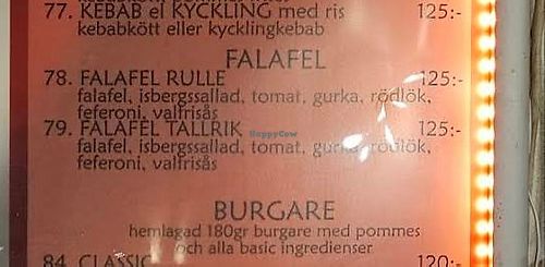 2 falafel meals at Silverkråkans Pizzeria in Vaestra Froelunda