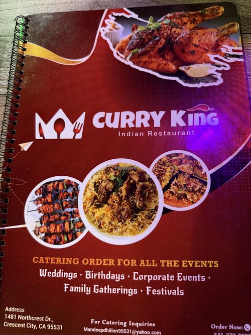Menu cover   at Curry King Indian Restaurant in Crescent City