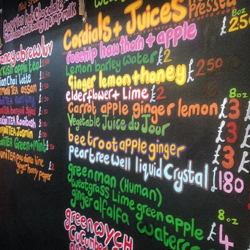 drinks blackboard at Helmston in Brighton