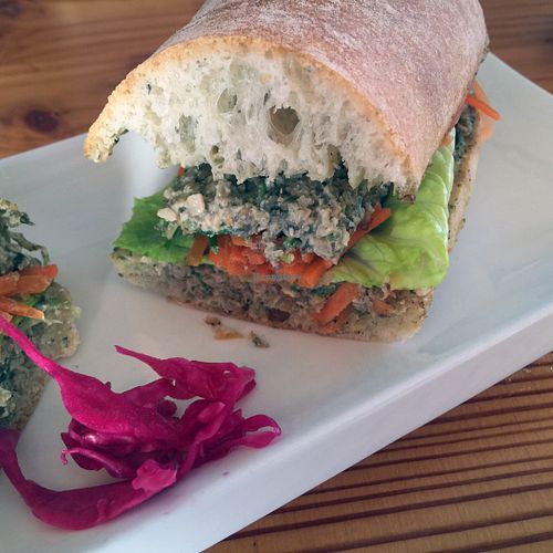 Sunny Pate Wich (Mock tuna. You will need to request GF) at Lotus Seed Vegan in Vancouver
