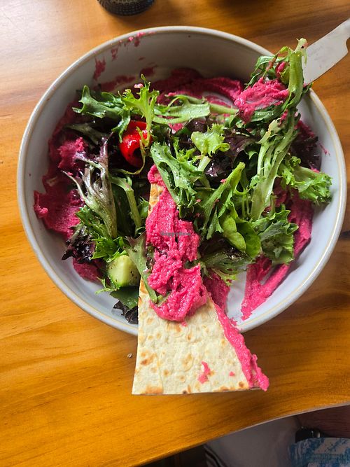 Beetroot hummus at Fork & Vine Social in Decatur
