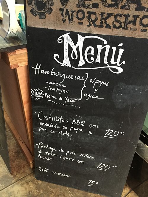 Menu at Vegan Workshop in Tijuana