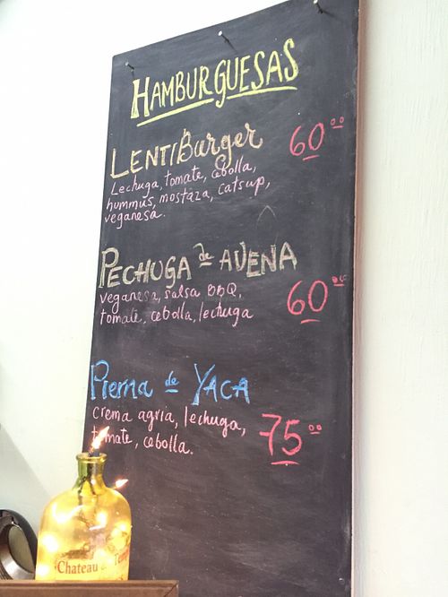 Burger Menu at Vegan Workshop in Tijuana