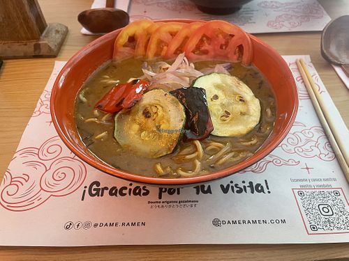 Delicious vegan curry ramen - 39 000 COP  at DAME RAMEN in Cartagena