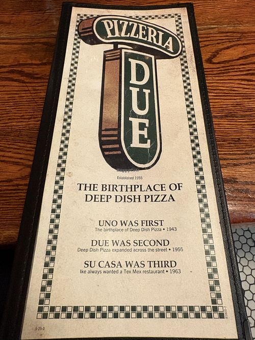 Menu  at Pizzeria Due in Chicago