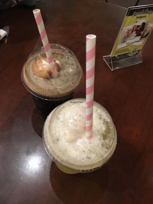Root beer float and passion fruit ice cream soda to-go at Sweet Moses Soda Fountain and Treat Shop in Cleveland