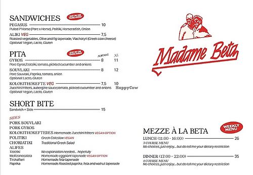 Menu   at Madame Beta - Pita & Taverna in Brussels