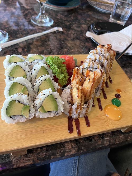 Avocado maki and sweet potato tempura maki  at Pride Sushi and Thai in Chicago