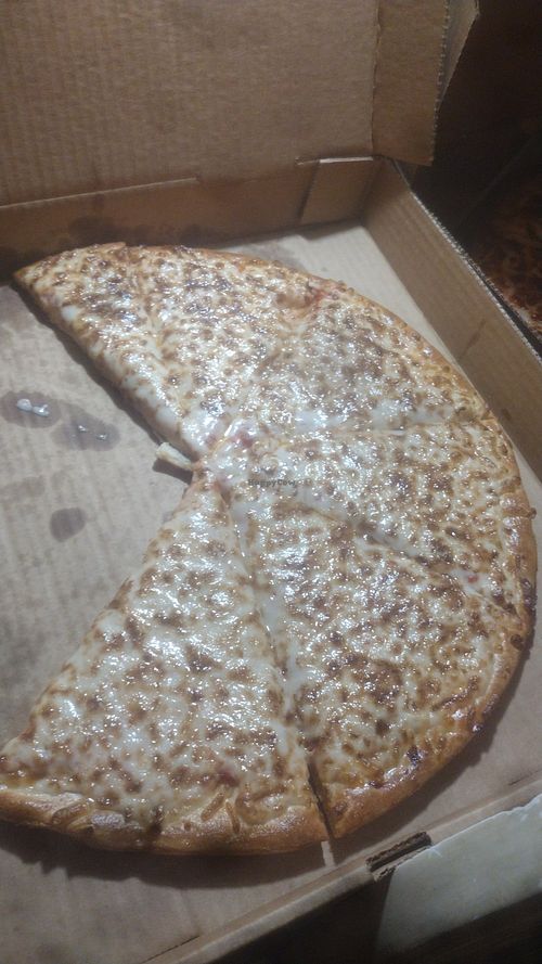 Loaded down large vegan cheese pizza 😋🍕 at Sams Highland Pizza in Westmoreland