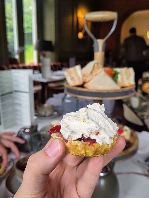 Scone and cream at Ffarm Hall in Abergele