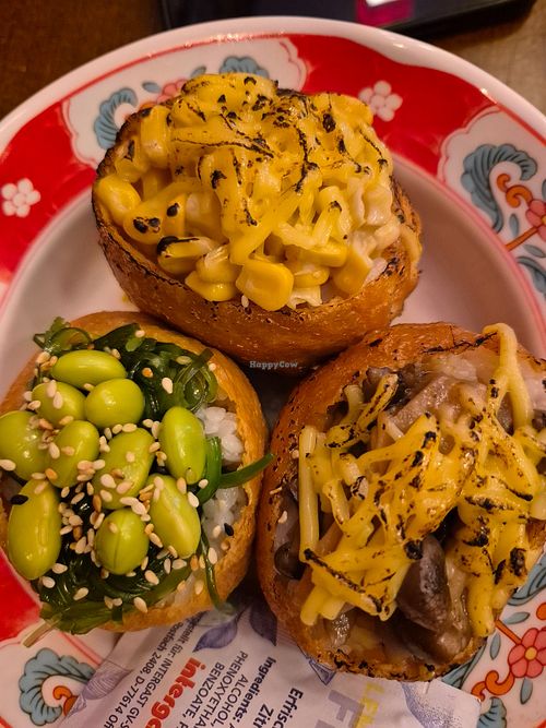 Vegan Inari: Mushroom, corn cheese and green garden. at KOMŌ in Munich