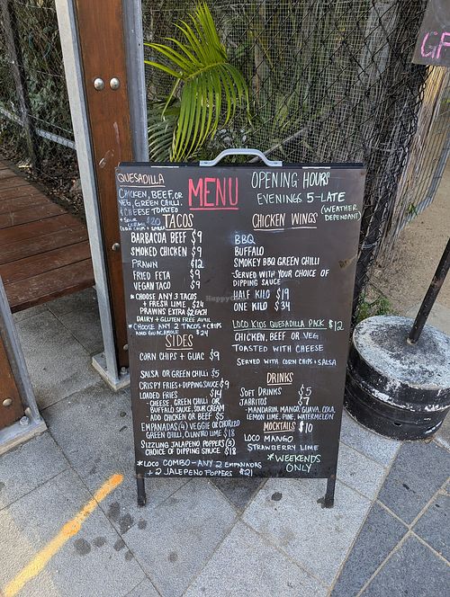 Menu at Loco Bites in Airlie Beach
