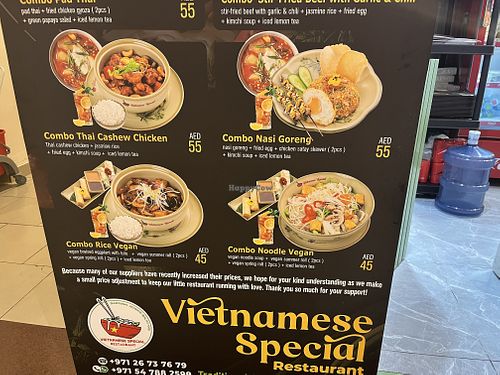 Menu with vegan options  at Vietnamese Special Restaurant in Abu Dhabi