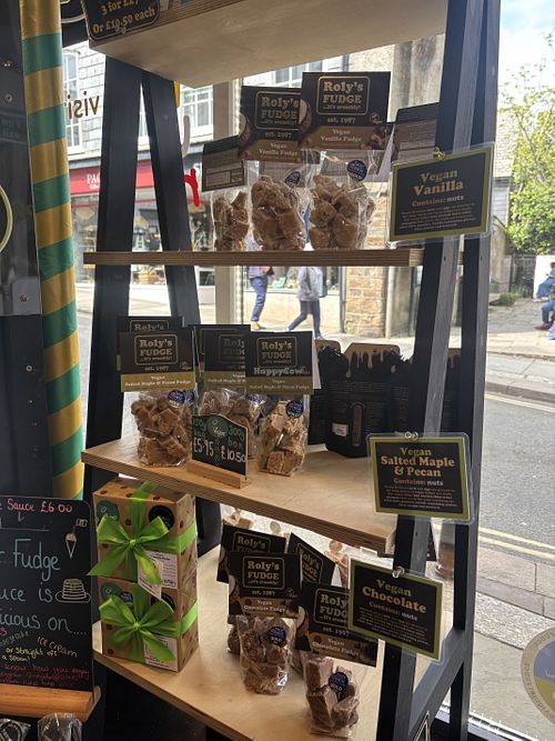 The vegan range  at Roly’s Fudge Pantry in Totnes