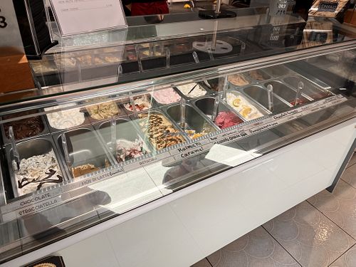 Selection of gelatos  at Gelateria dei Greci in Rodos