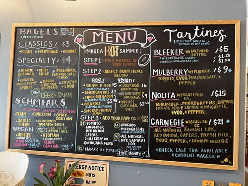 Menu  at Sincerely, Bagel in Portland
