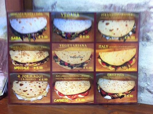 menu at Piadina Biologica in Assisi