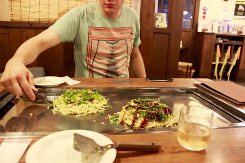 vegan okonomiyaki  at Nagataya in Hiroshima