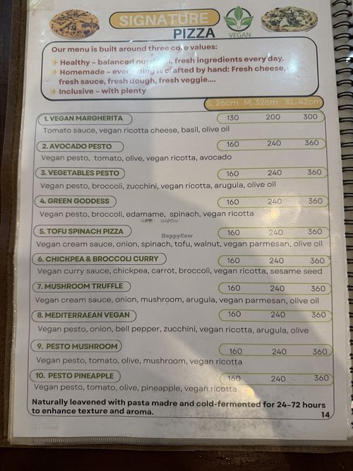 Pizza menu  at My Way Pizza -Healthy - Vegan & Restaurant in Hai Phong