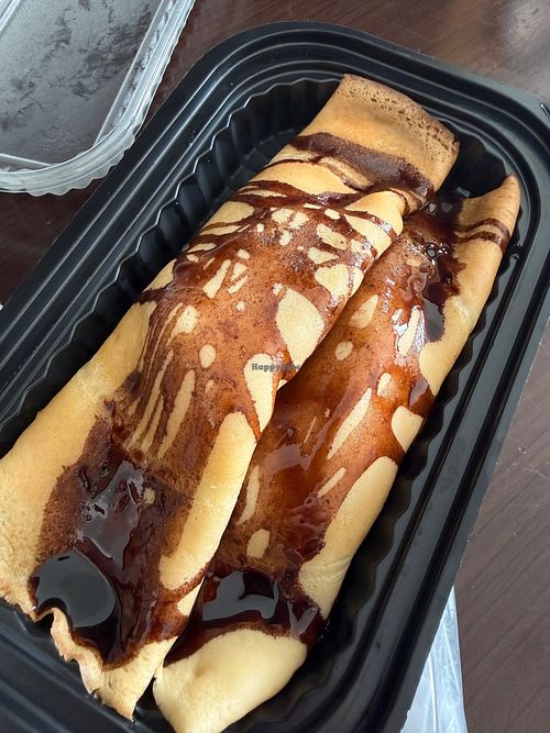 Crepe with chocolate sauce and mango inside  at Coóng Coffee and Music in Lao Cai