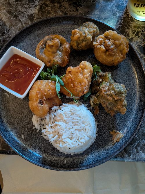 Vegan tempura at Grand Royal Bistro Bar in Waterfoot