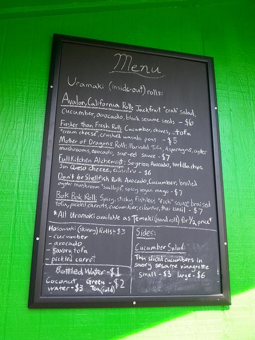 menu Aug 2014 at Sushi Love in Portland