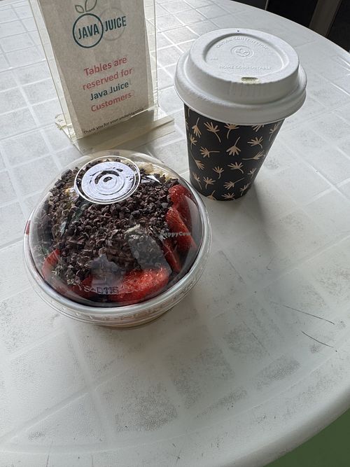 Açai bowl and matcha lattee  at Java Juice Bar in Perth