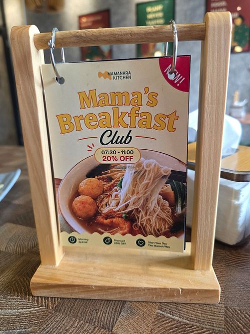 Breakfast menu at Mamanara Kitchen in 