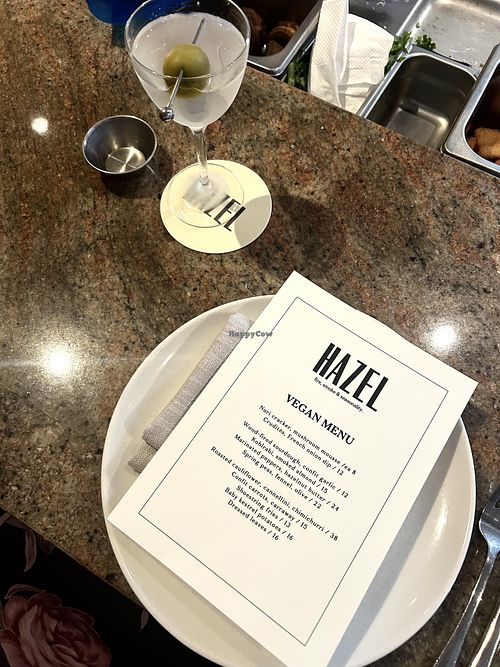 Menu + martini   at Hazel in Melbourne