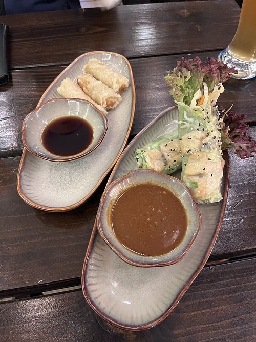 Starters: Summer Rolls with Tofu and Buddha Rolls with Seitan  at Com Ba Mien Bad Kreuznach in Bad Kreuznach