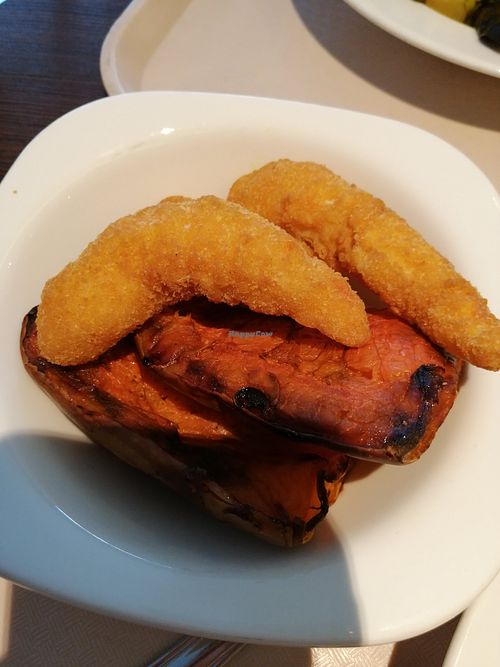 Breaded "Shrimps" and Pumpkin at Vega City in Budapest