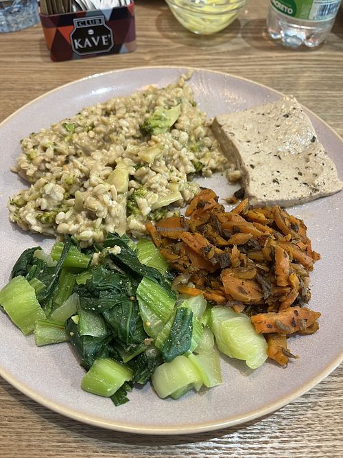 Vegan mix. You can choose three of many different vegan plates  at Amrita Caffè & Bistrot in Milan