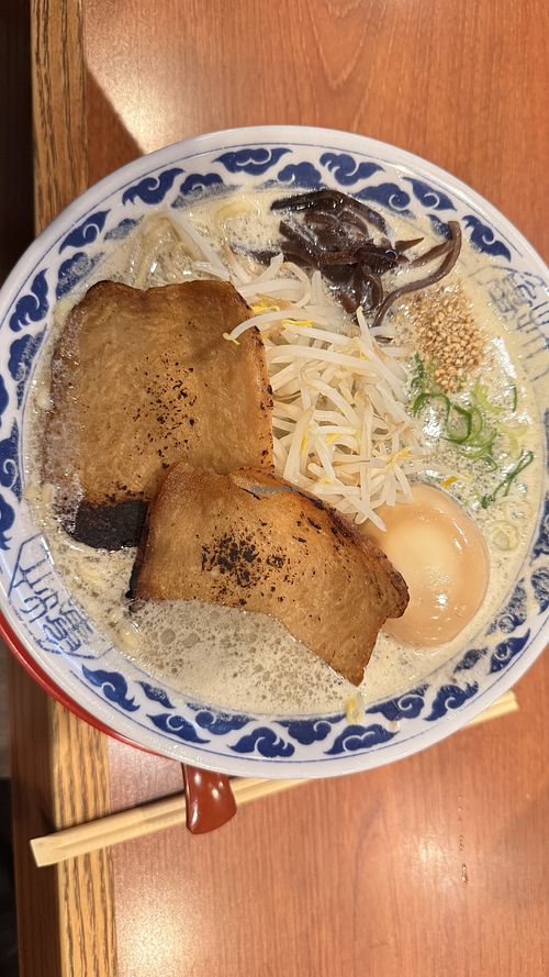 Vegan Miso Ramen with two Charsiu (I ordered an additional egg)   at Kyushu Ramen Kio Namba-NGKmae in Osaka