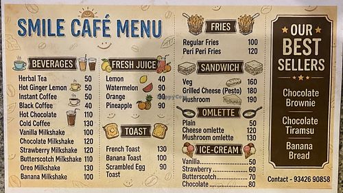 Menu  at Smile Cafe Auroville in Villupuram