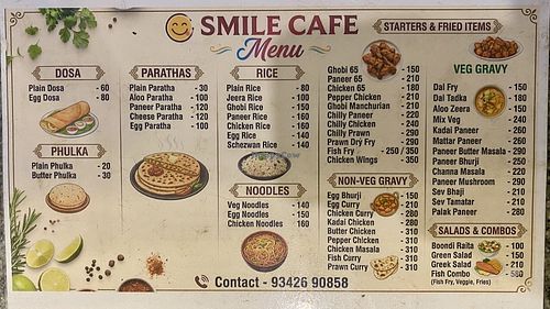 Menu  at Smile Cafe Auroville in Villupuram
