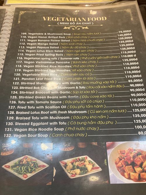 Menu as at 3rd May 2026 at Co Vietnamese Restaurant in Hanoi
