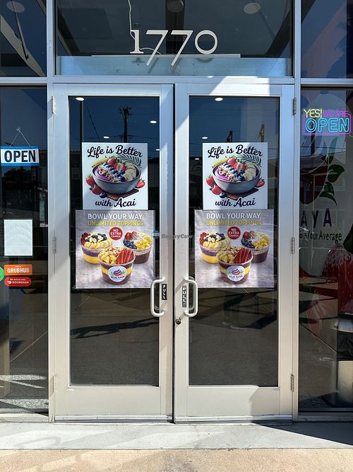 Outside front entrance with address number at Acai Raya in San Francisco