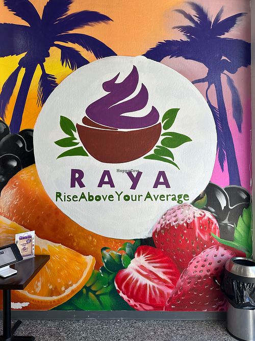 Inside artwork and expansion for RAYA = rise above your average at Acai Raya in San Francisco