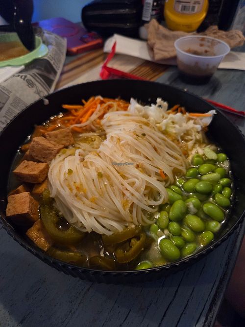 Ramen with crispy tofu at Salty Brews Cafe in North Myrtle Beach