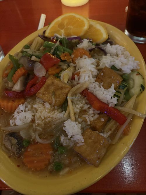Garden stir fry w/ Tofu & Rice  at Sweet Basil Thai Cuisine in Greenville