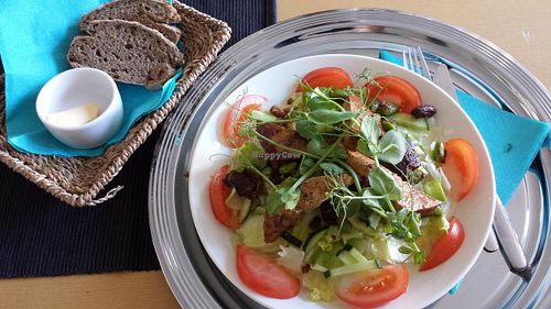 Salad with orange - ginger marinated tofu at Cafe Alvar in Jyvaskyla