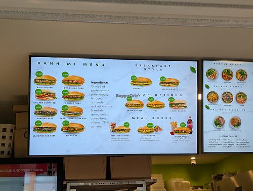 Menu at Aimee's Banh Mi in Bondi Beach