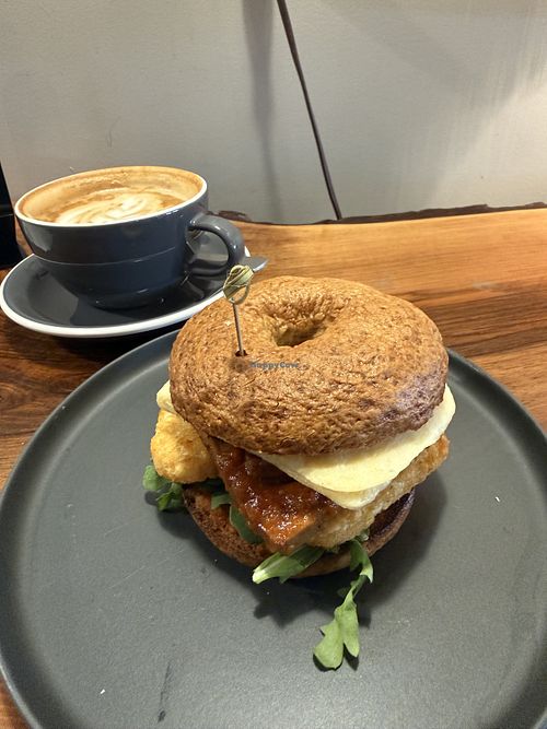Vegan bagel  at Flourish Bakery in Revelstoke