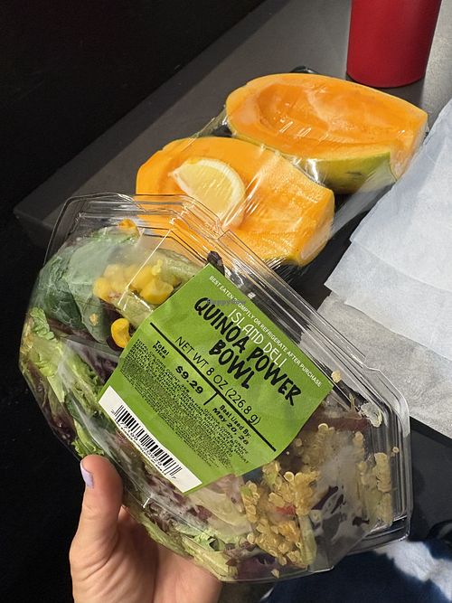 Power bowl label and fresh papaya  at Island Country Markets in Kapolei