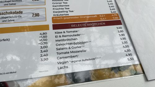 Ausschnitt aus der Speisekarte, Brötchen mit veganem Aufschnitt   at Bambusgarten Hamburg in Hamburg