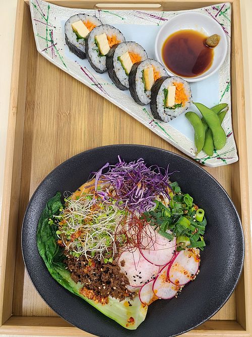 Vegan sushi with tantan udon. at Vegan Peace OTEMACHI  in Hiroshima
