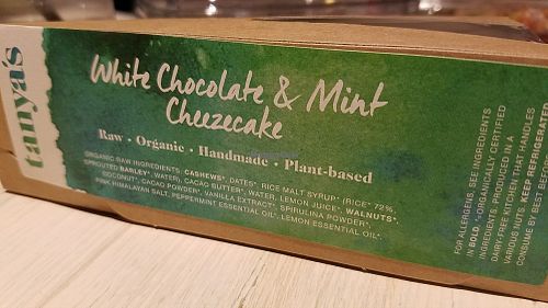 mint cheesecake box at Tanya's Cafe in South West London
