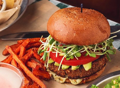 Neil Young burger with Sweet Potato Fries! Yum! at Rodeo Goat -  Denton in Denton