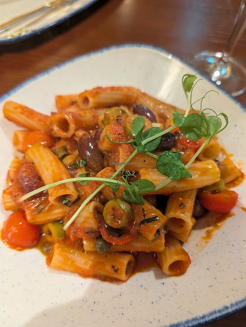 Rigatoni with olives and capers, really good at Ta' Nenu Valletta in Valletta